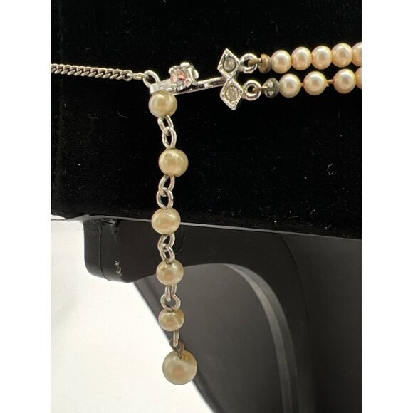 Vintage Marvella Double Strand Faux Pearl Necklace 16" Adjustable Chain Elegant - Picture 5 of 7